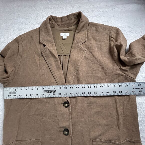 J. Jill Womens Brown Button-Front Linen Blazer Jacket Medium Pockets Career - Picture 8 of 9